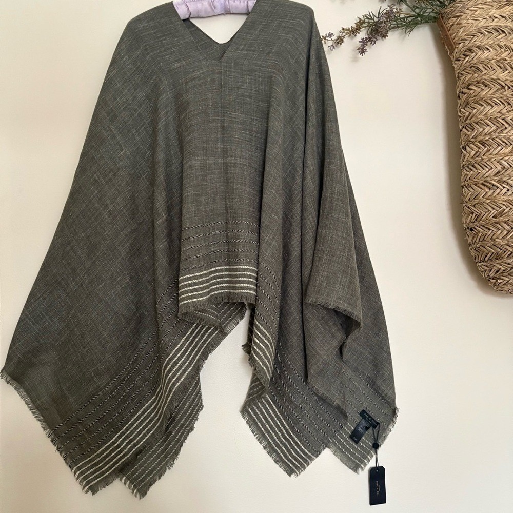 Rag & Bone Gray Striped Lightweight Poncho Cape NWT L